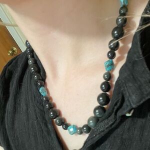 Black and turquoise bead necklace